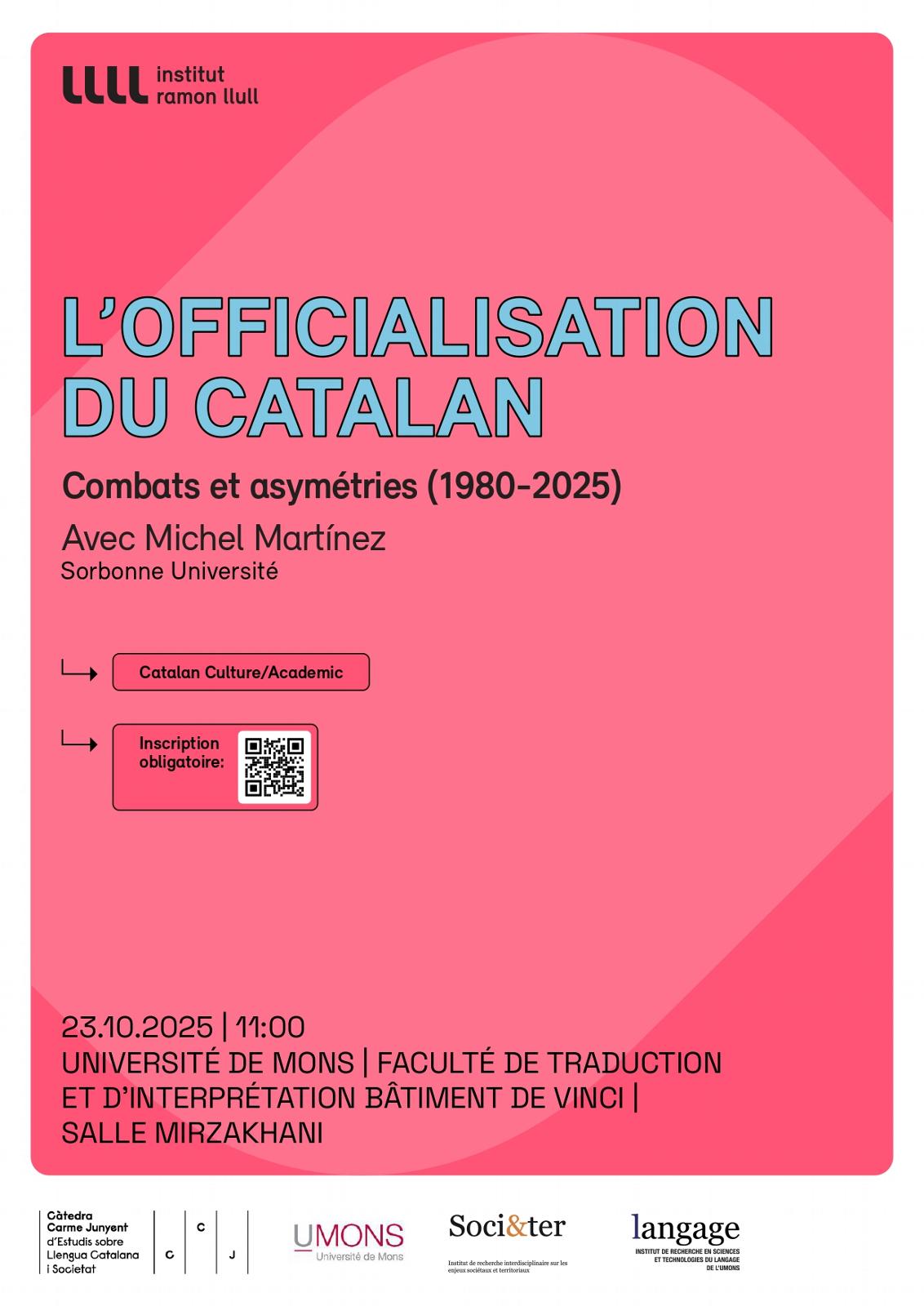 Michel Martínez, premier professeur invité de la Chaire Carme Junyent d’études sur la langue catalane et la société à l’Université de Mons