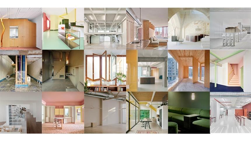 Collage von Projekten der teilnehmenden Architekturbüros an der Ausstellung Panorama Barcelona, 2024 © POST LIKE